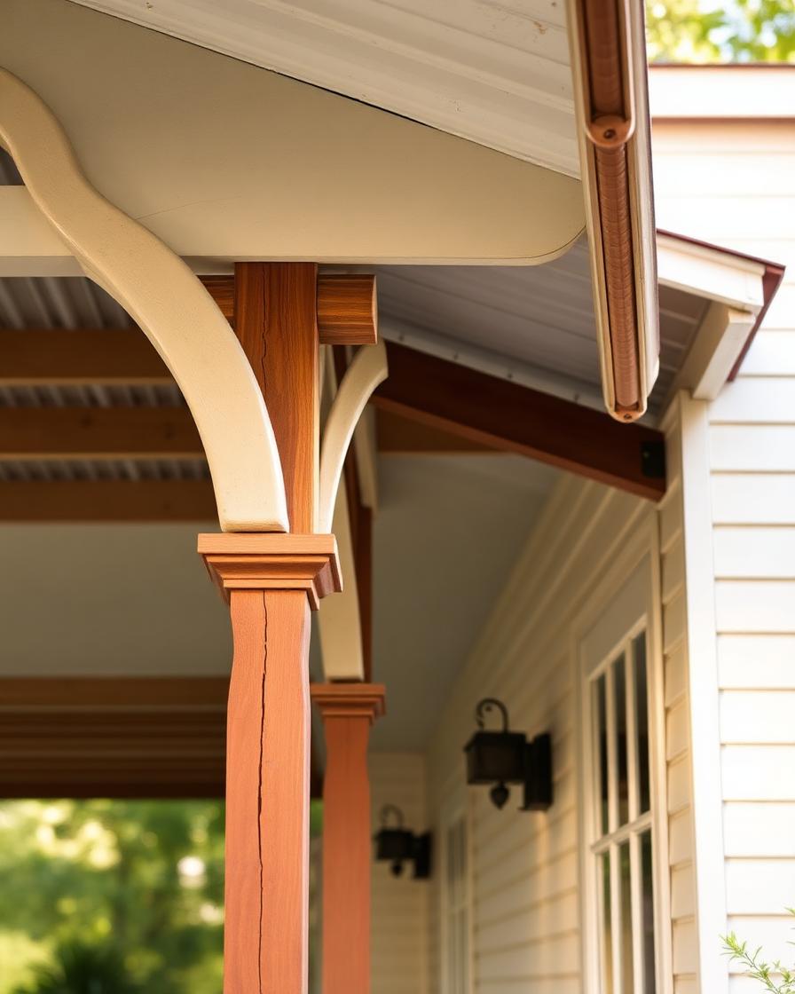 Queenslander-style verandah detail with timber posts and corrugated roof